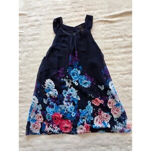 Ann Taylor‎ Navy Floral Print Sleeveless Keyhole Neck  Size 8
